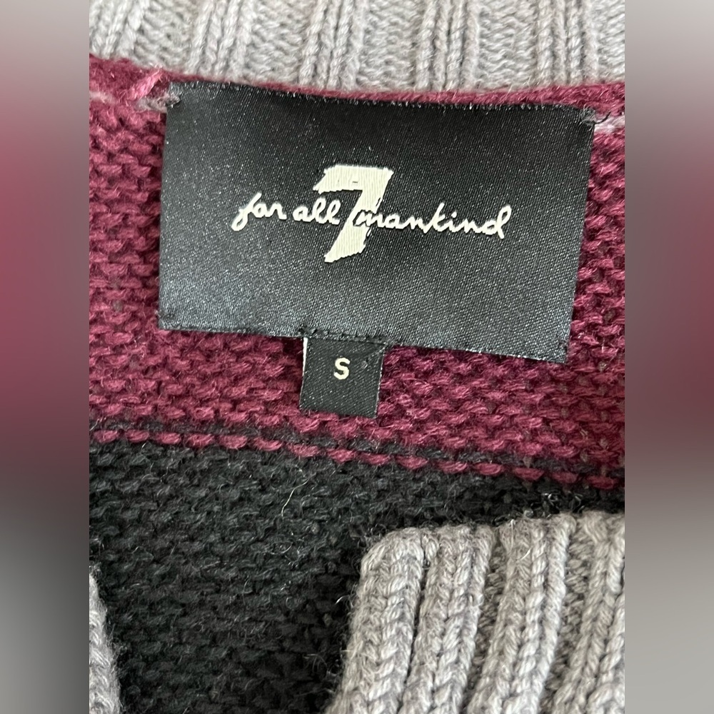 7 For All Mankind Open Color-block Cashmere Blend Sweater Cardigan Size Small - Picture 5 of 9